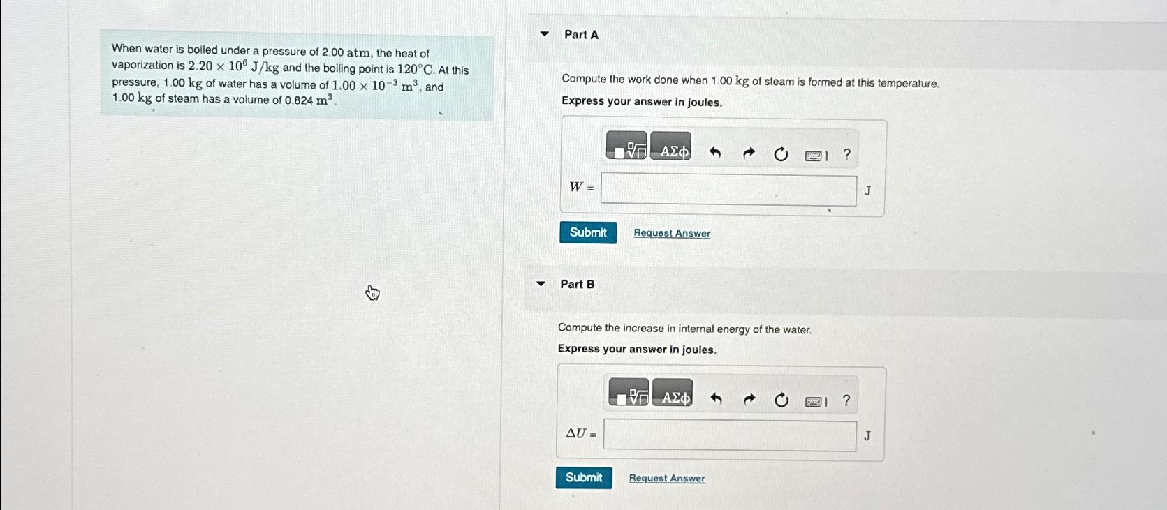 Solved When water is boiled under a pressure of 2.00atm, the
