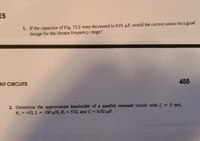 Solved High-Q Parallel Resonant Circuit (a) Construct the | Chegg.com