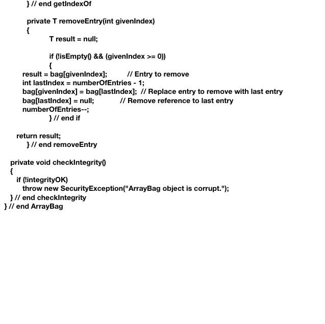 Solved public final class ArrayBag | Chegg.com