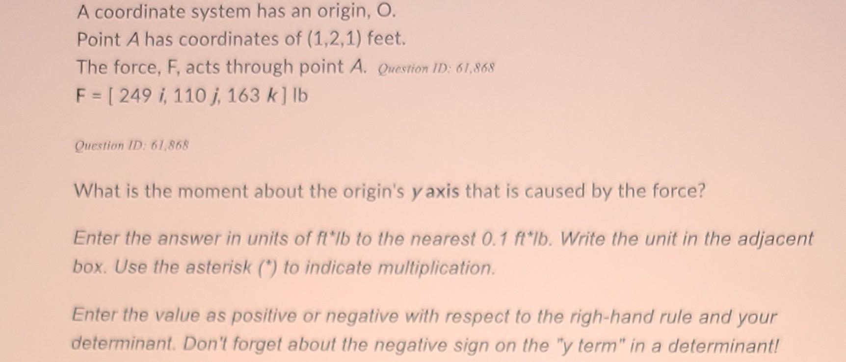 Solved A coordinate system has an origin, O. Point A has | Chegg.com