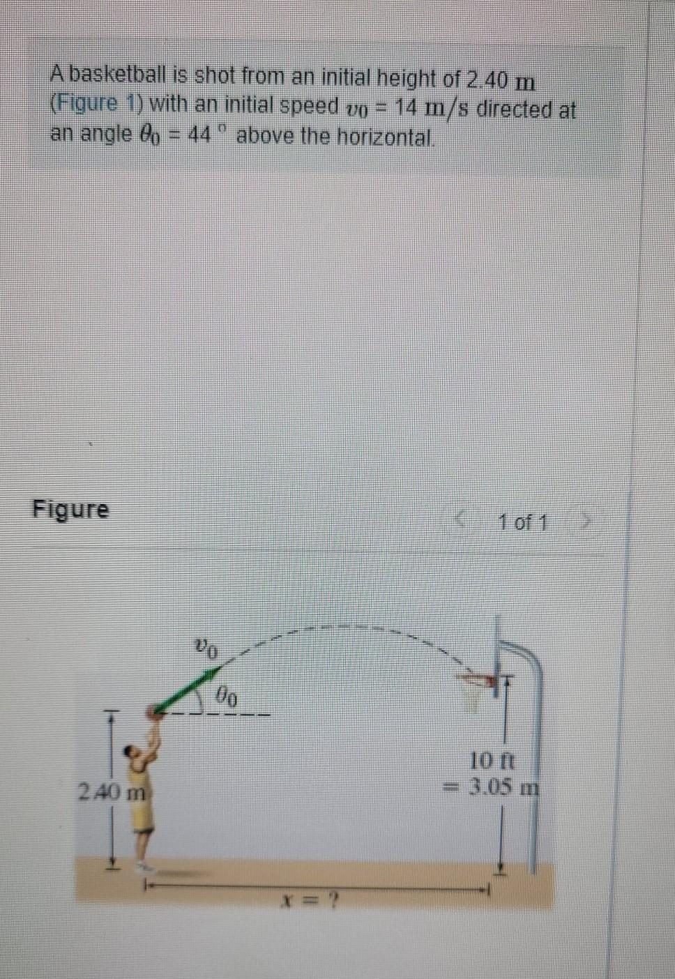 Solved A basketball is shot from an initial height of 2.40 m | Chegg.com