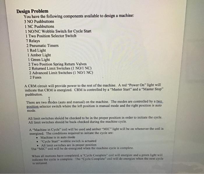 Design Problem You have the following components | Chegg.com
