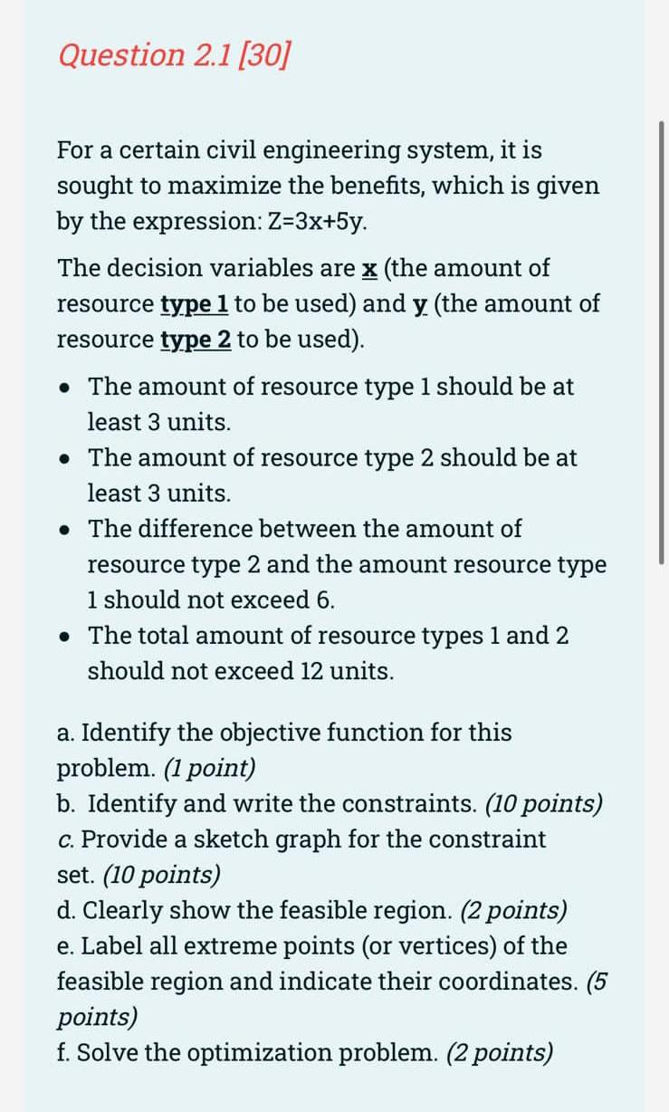 Solved Question 2.1 [30] For a certain civil engineering | Chegg.com