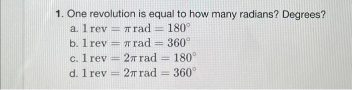 2 revolution is equal to how many degrees