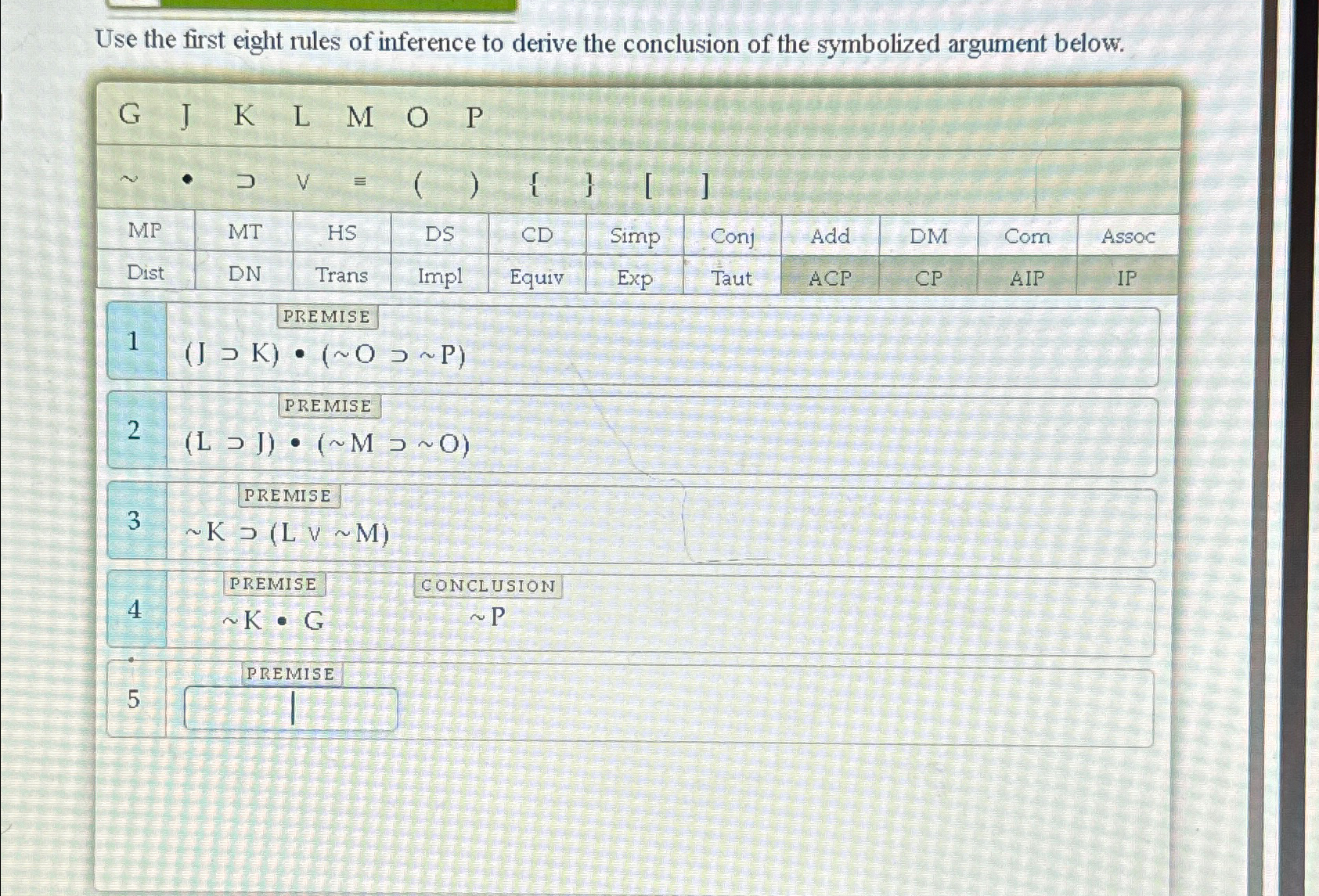 Solved Use the first eight rules of inference to derive the | Chegg.com
