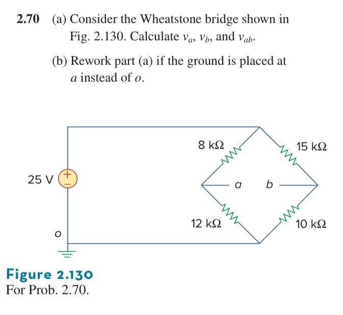 Solved 2.70 (a) Consider the Wheatstone bridge shown in Fig. | Chegg.com