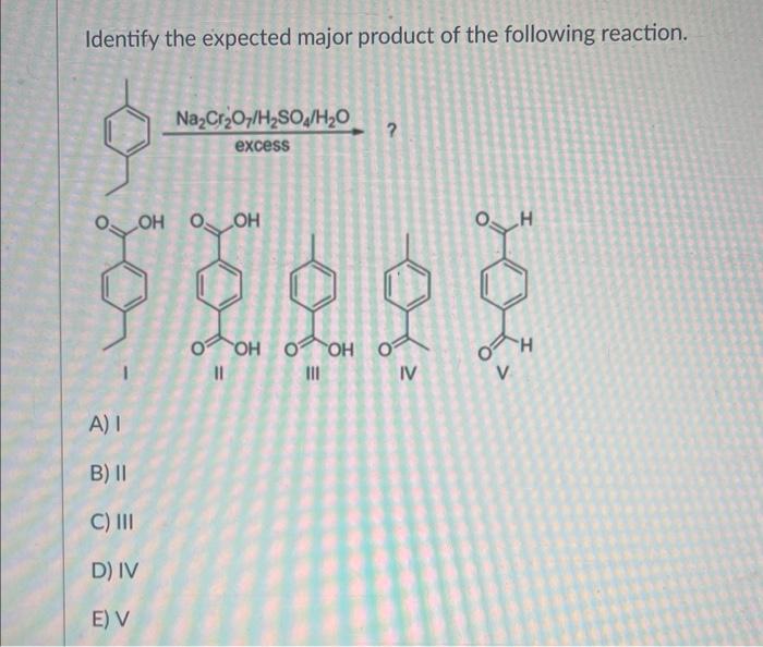 Solved Identify the expected major product of the following | Chegg.com
