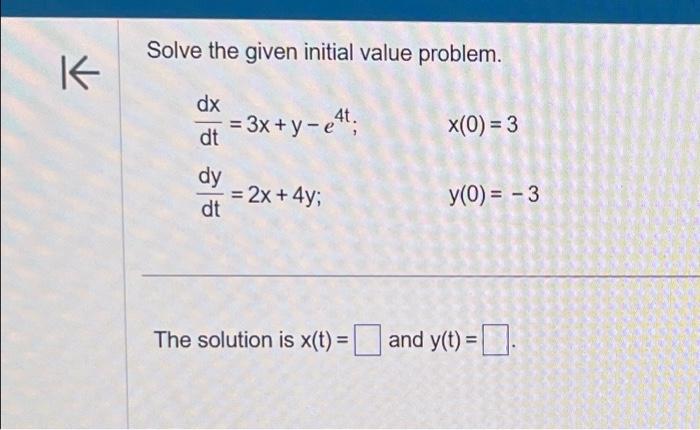 Solved Solve the given initial value problem. | Chegg.com