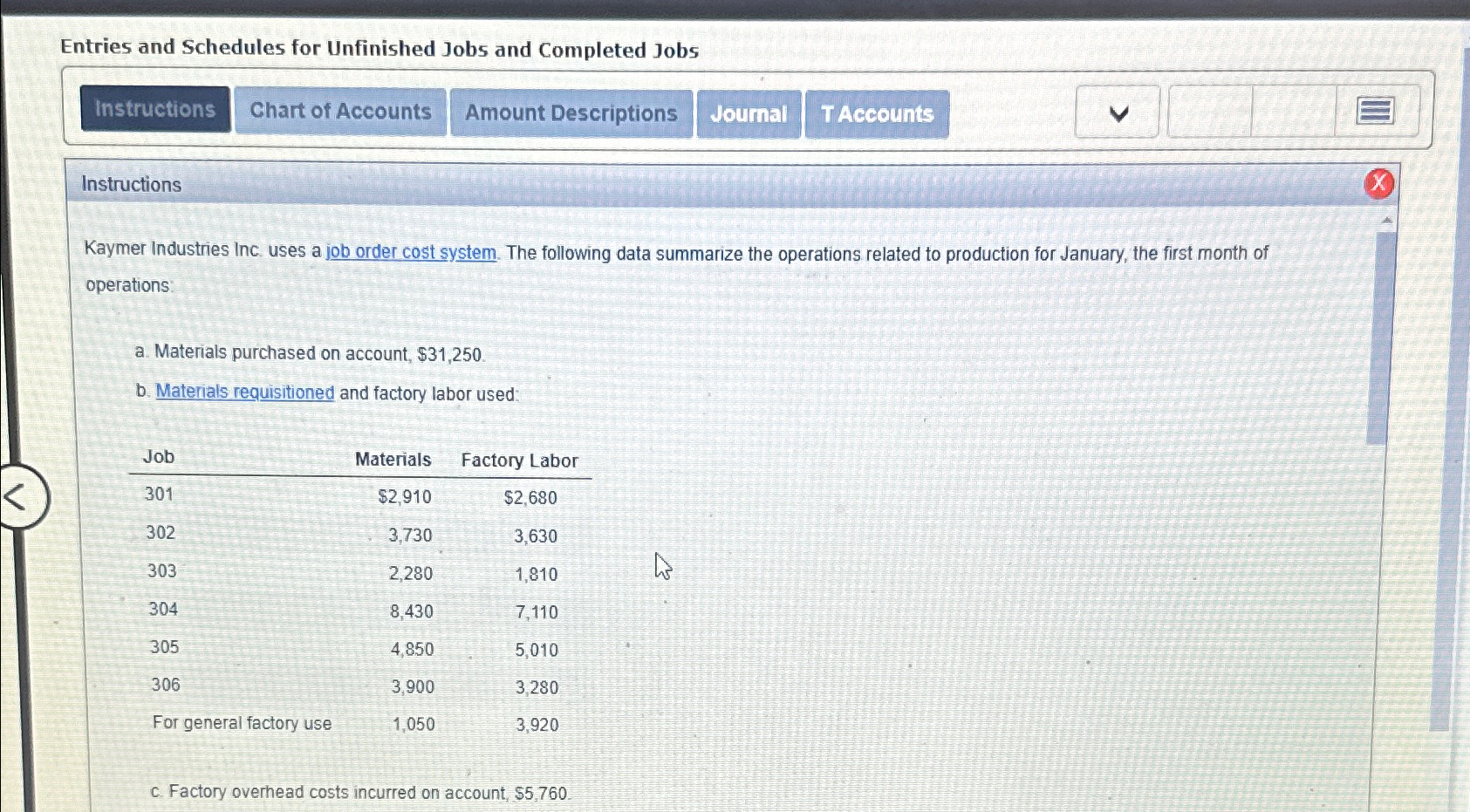 Solved Entries and Schedules for Unfinished Jobs and | Chegg.com