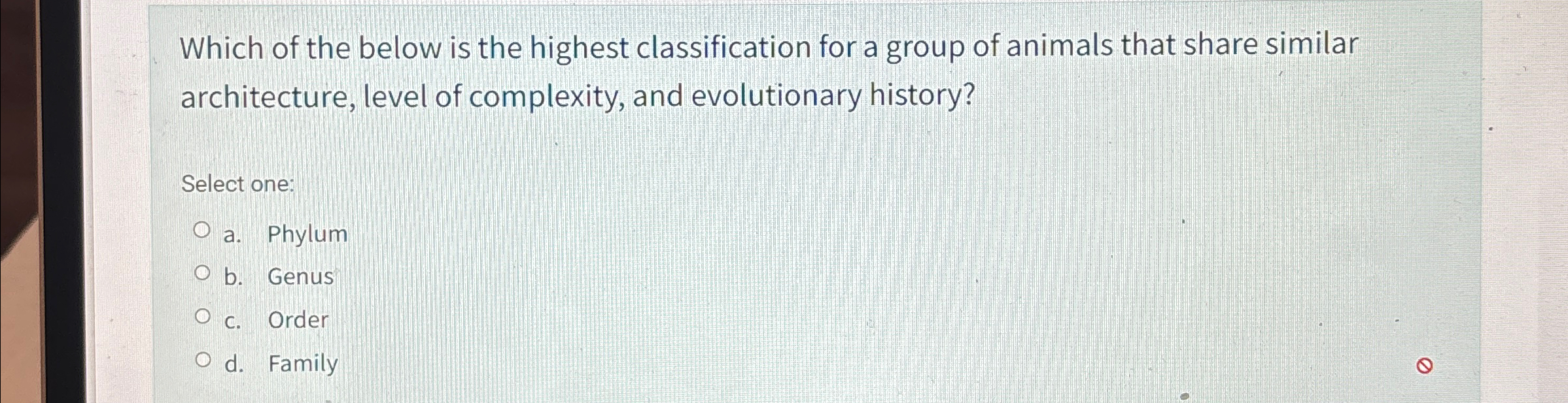 Solved Which of the below is the highest classification for | Chegg.com