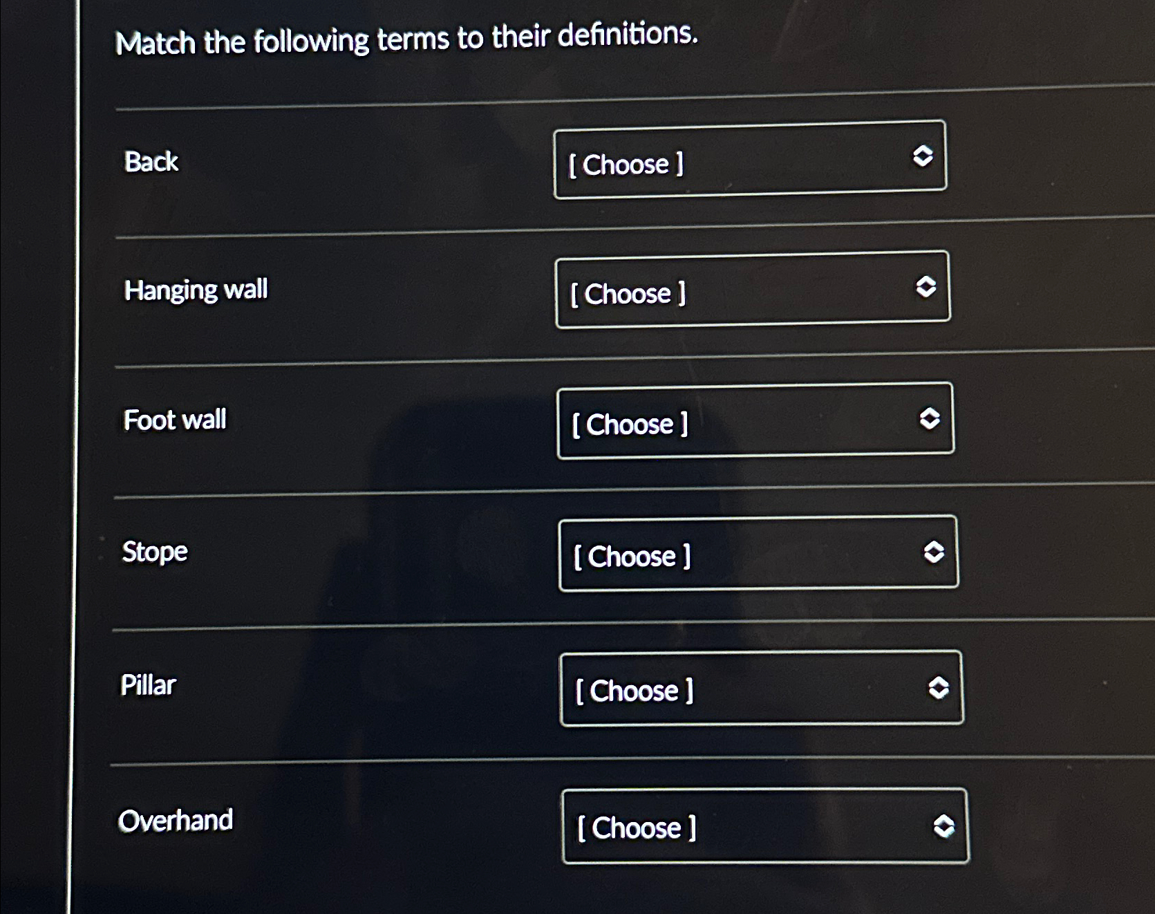 Solved Match the following terms to their | Chegg.com