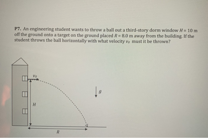 Solved P7. An engineering student wants to throw a ball out | Chegg.com