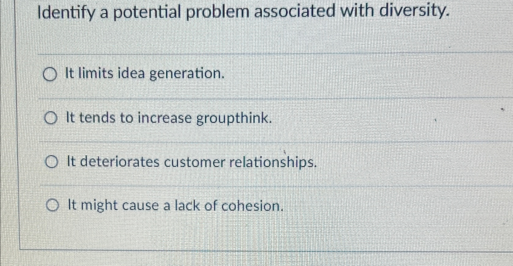 Solved Identify a potential problem associated with | Chegg.com