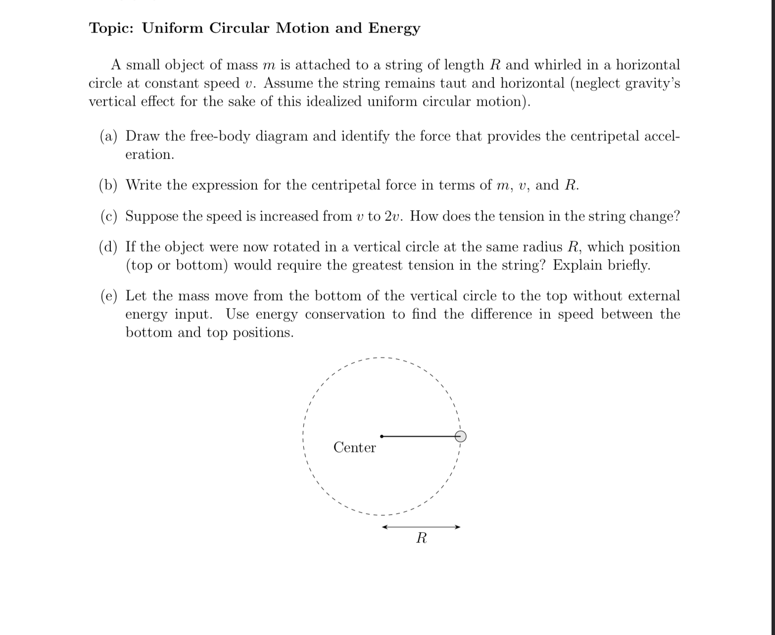 Solved A small object of mass m is attached to a string of | Chegg.com