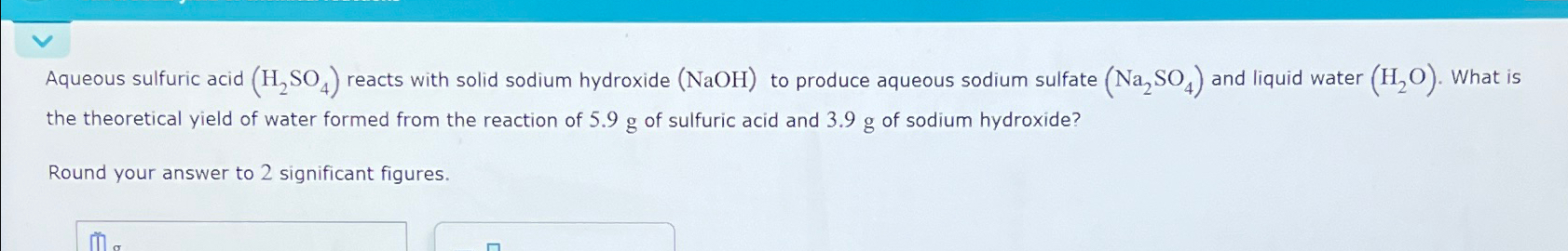 Solved Aqueous sulfuric acid (H2SO4) ﻿reacts with solid | Chegg.com