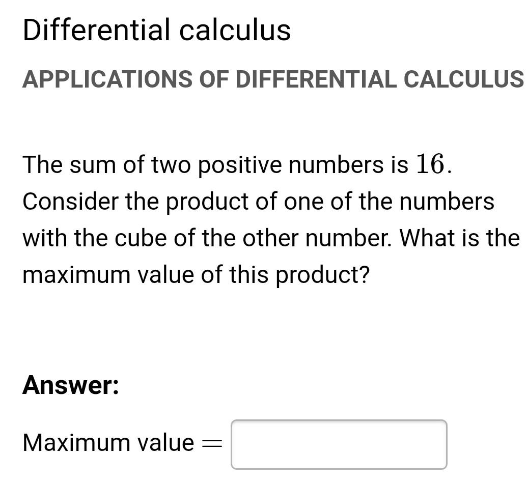 Solved Differential calculus APPLICATIONS OF DIFFERENTIAL | Chegg.com