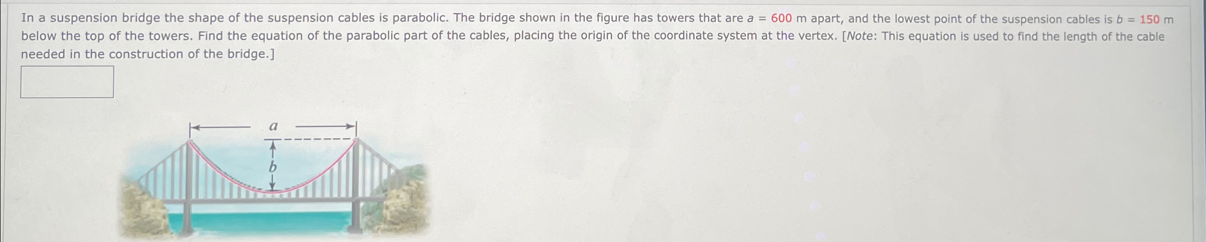 Solved In a suspension bridge the shape of the suspension | Chegg.com