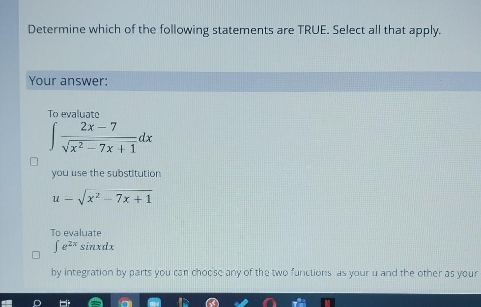 Solved Determine which of the following statements are TRUE. | Chegg.com
