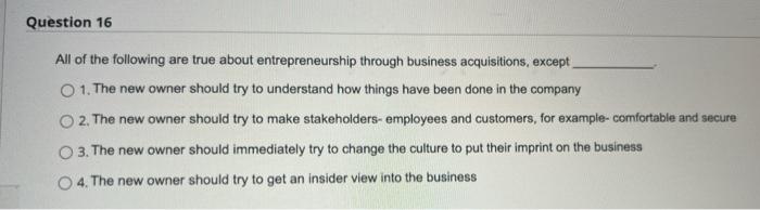 Solved All of the following are true about entrepreneurship | Chegg.com