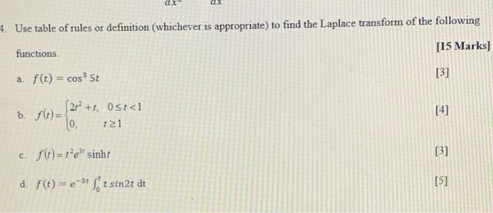 Solved ах 4. Use table of rules or definition (whichever is | Chegg.com