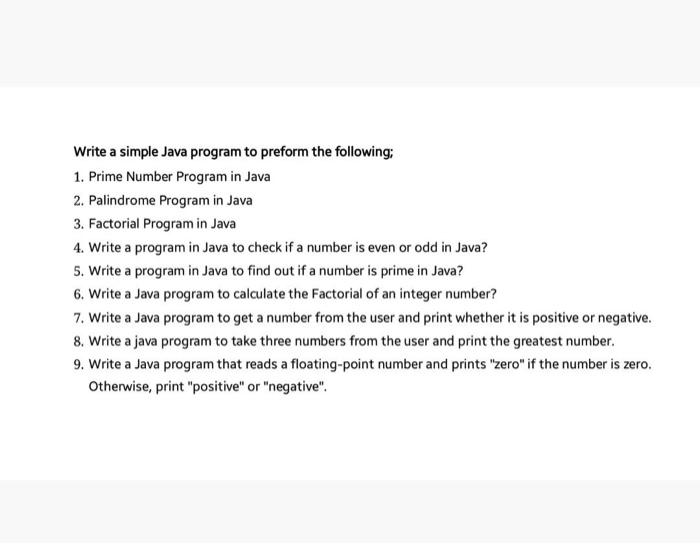 Solved Write a simple Java program to preform the following; | Chegg.com