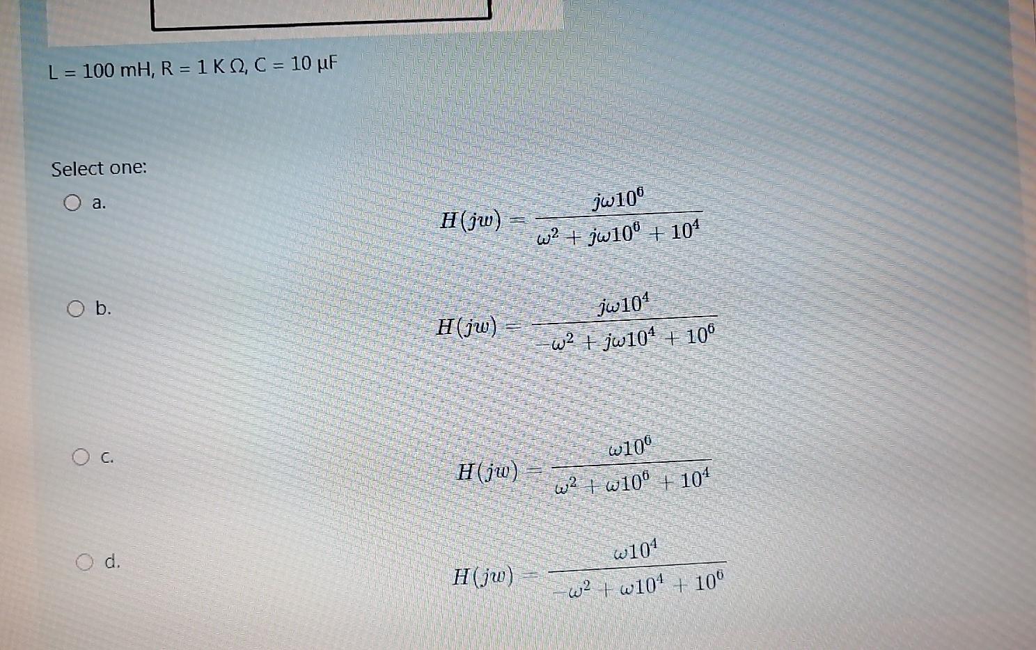 Solved For the following filter circuit with component | Chegg.com
