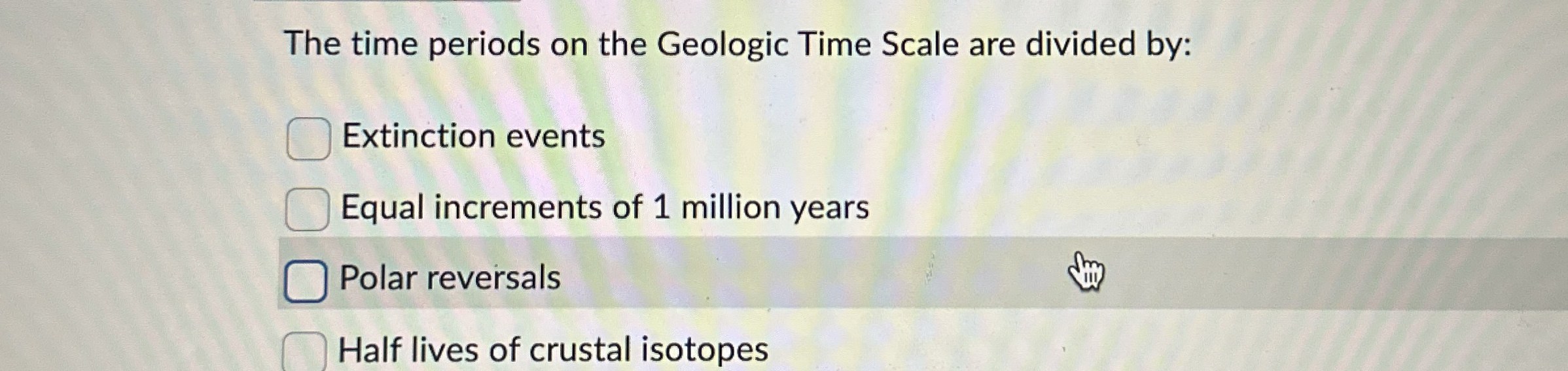 Solved The time periods on the Geologic Time Scale are | Chegg.com