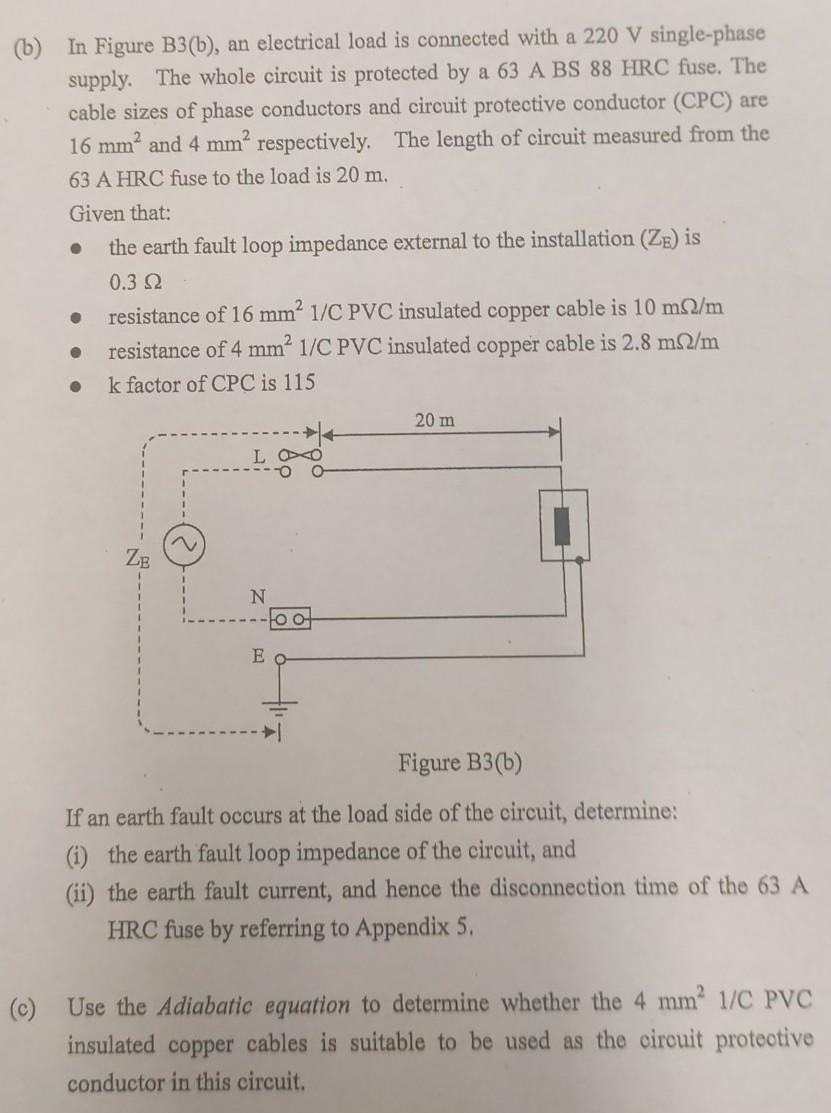 Solved (b) In Figure B3(b), an electrical load is connected