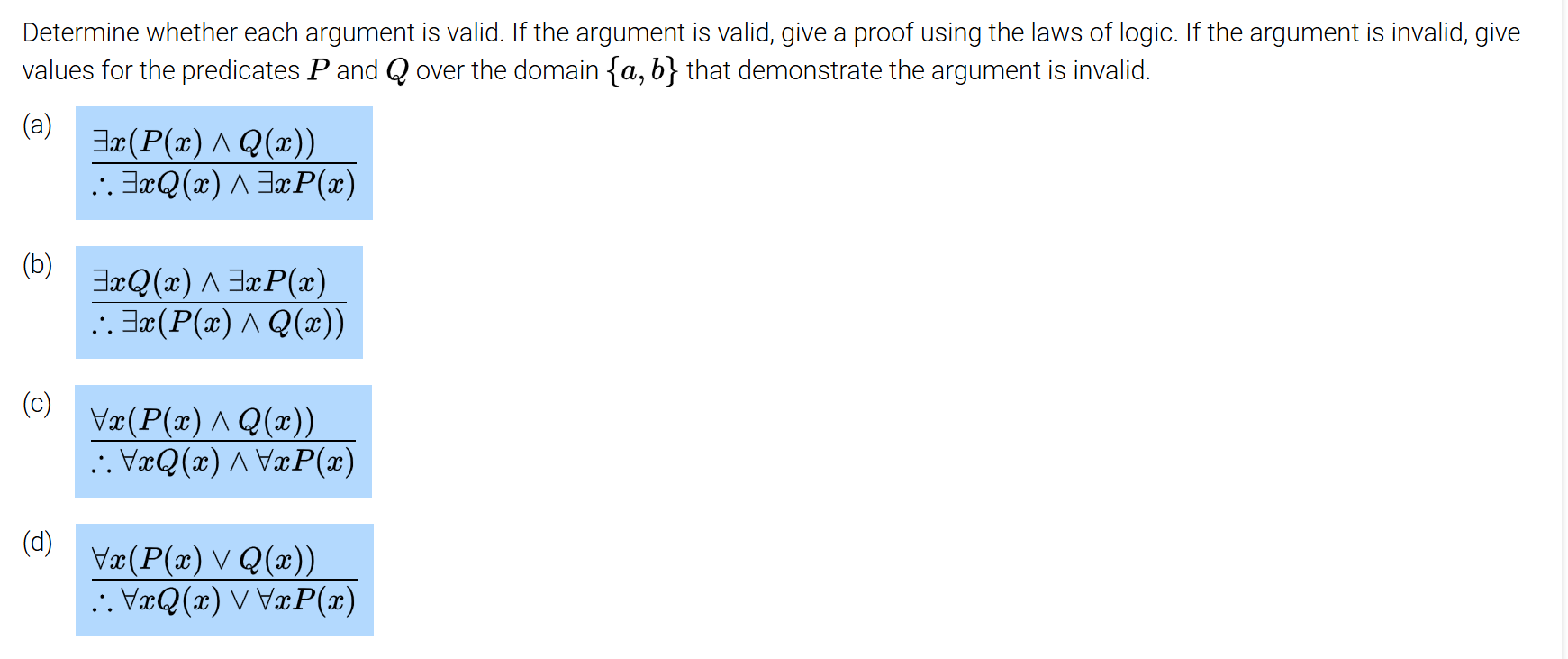 Solved Determine whether each argument is ﻿valid. If ﻿the | Chegg.com