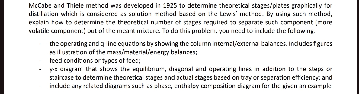 Mccabe Method Absoption McCabe and Thiele method was developed in 1925 to | Chegg.com