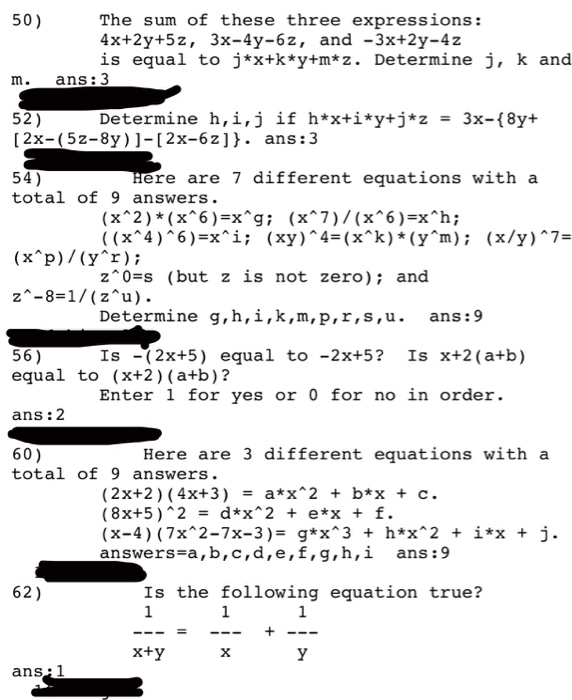 Solved 50 The Sum Of These Three Expressions 4x 2y 52 Chegg Com