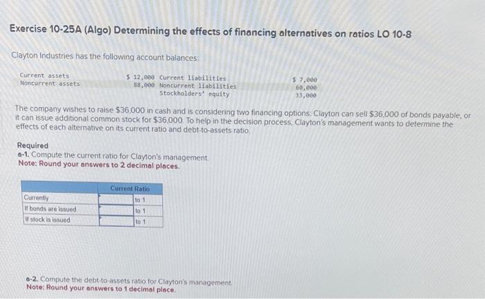 Solved Exercise 10-25A (Algo) Determining the effects of | Chegg.com