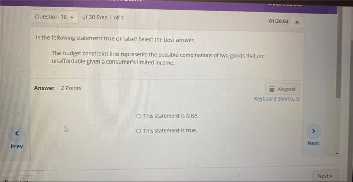 Solved Is the following statement true or false? Select the | Chegg.com