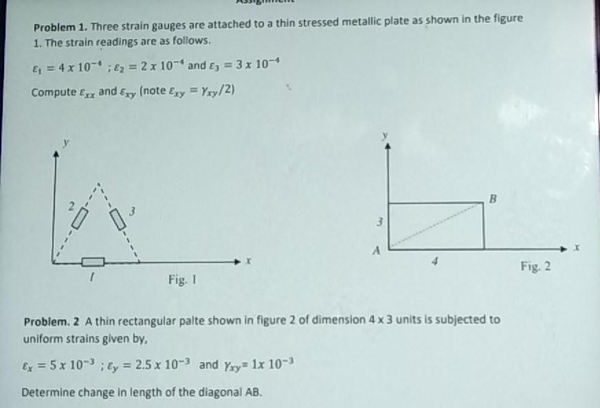 Solved Problem 1. Three strain gauges are attached to a thin | Chegg.com