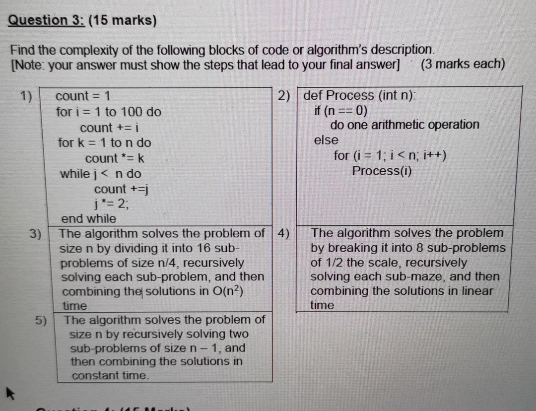 Solved Find The Time Complexity And The Space Complexity | Chegg.com