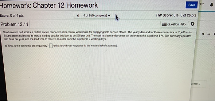 Solved Homework: Chapter 12 Homework Save Score: 0 of 2 pts | Chegg.com