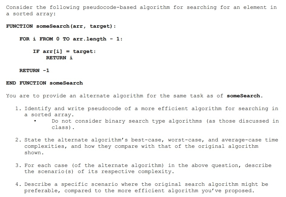 Solved Consider the following pseudocode-based algorithm for | Chegg.com