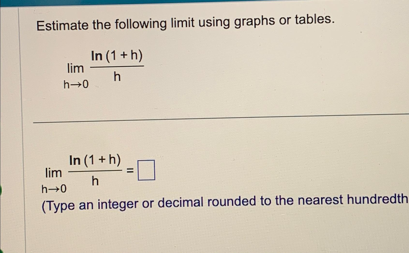 Solved Estimate the following limit using graphs or | Chegg.com