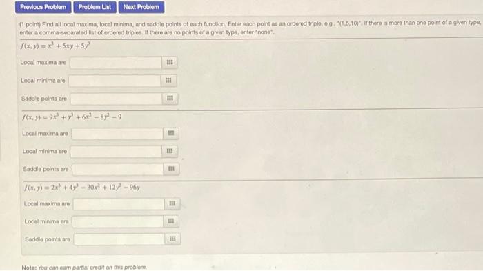 Solved Previous Probler Probler List Next Problem (point) | Chegg.com