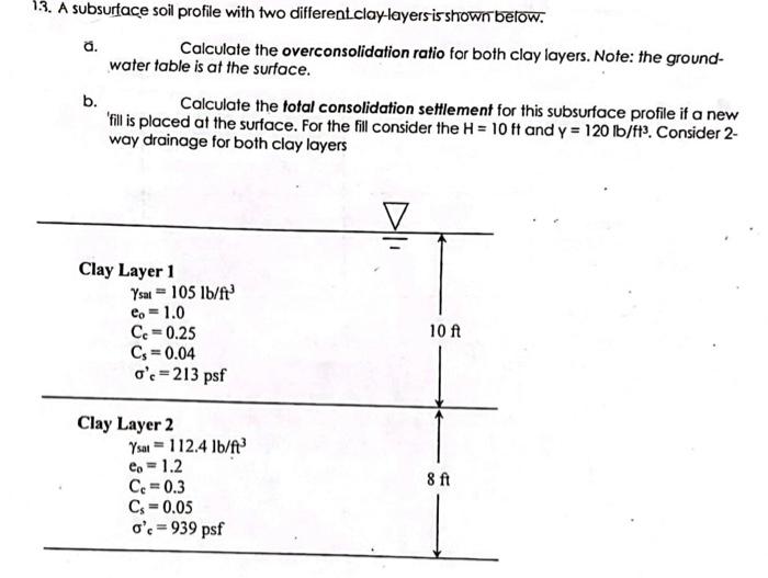 Solved 13. A subsurfaçe soil profile with two | Chegg.com