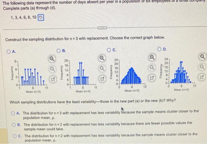 Solved The following data represent the number of days | Chegg.com