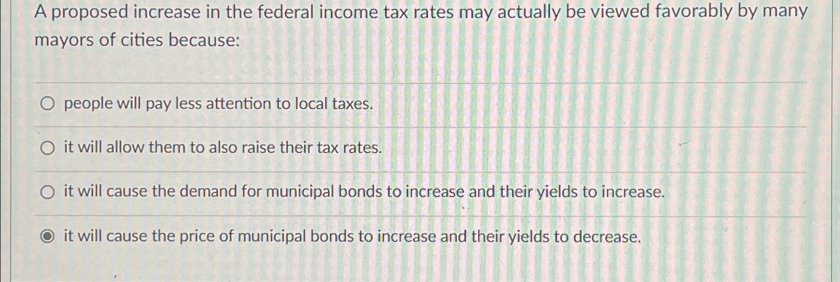 Solved A proposed increase in the federal income tax rates | Chegg.com