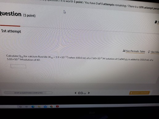 Solved is worth 1 point/You have 5 of 5 attempts remaining / | Chegg.com
