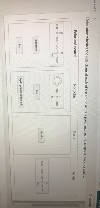 Solved on 2 of 2 Attempt Determine whether the side chain of | Chegg.com