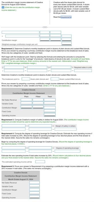 Solved Data table Creative Donuts Contribution Margin Income | Chegg.com