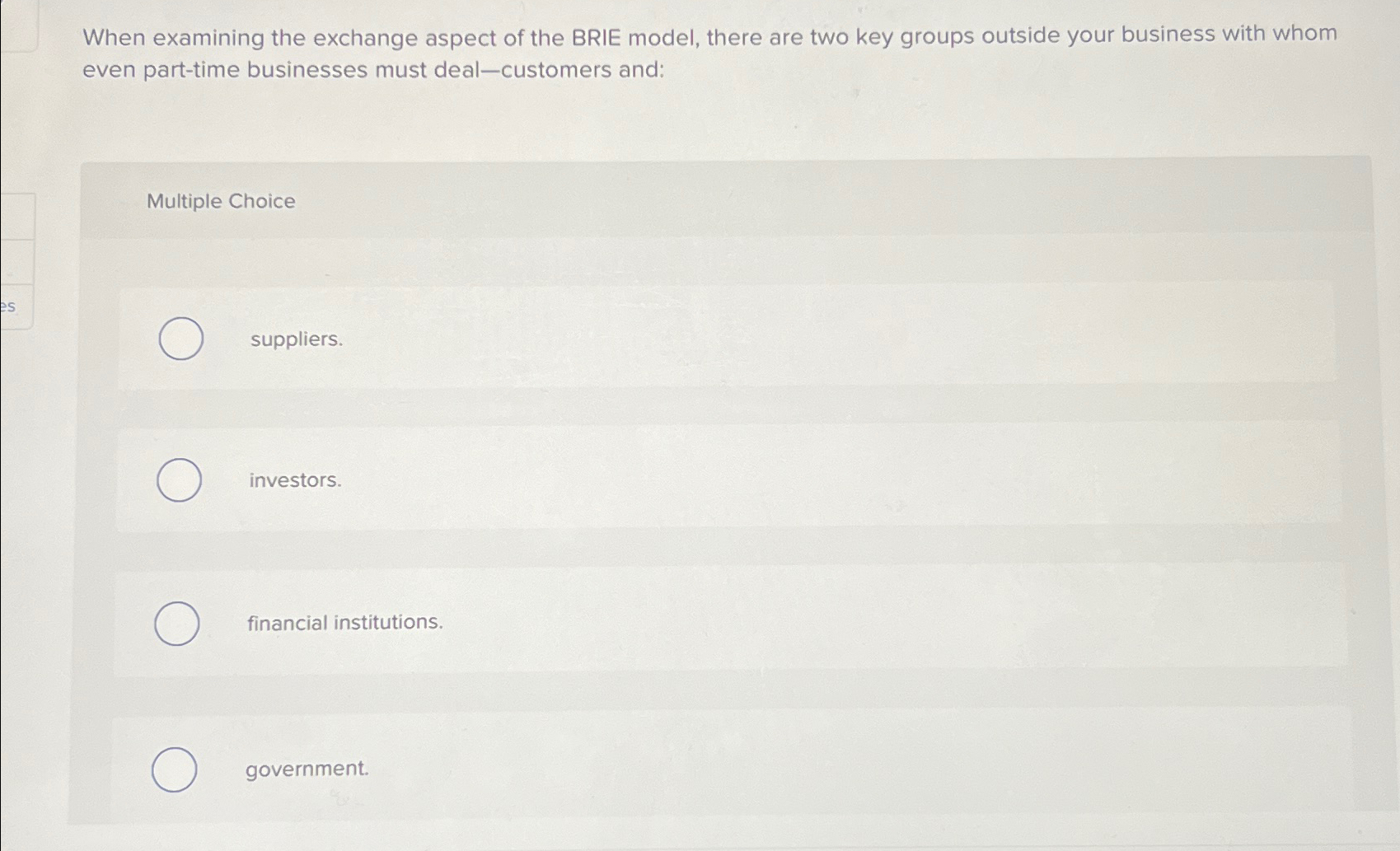 Solved When examining the exchange aspect of the BRIE model, | Chegg.com