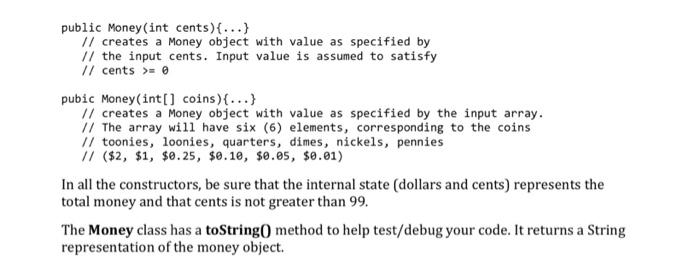 Solved Modify the Money class that is provided. This is a | Chegg.com