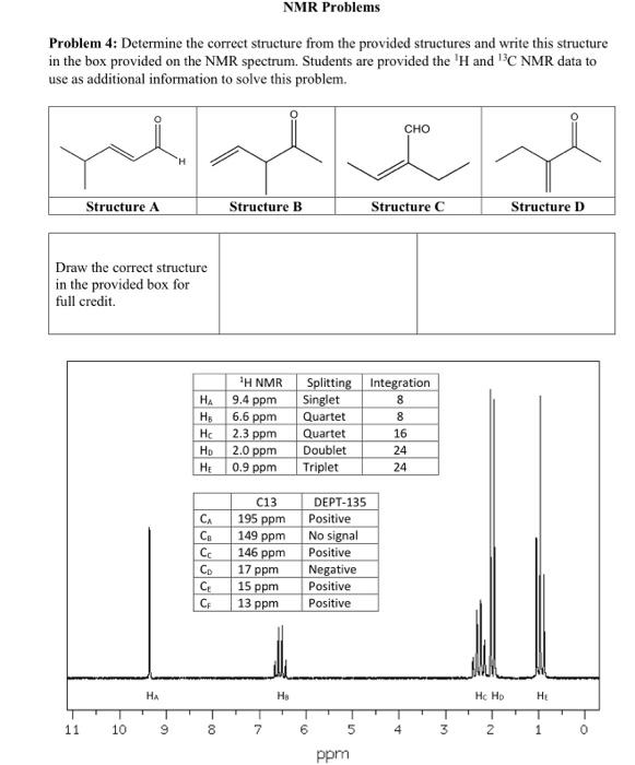 Solved NMR Problems Problem 4: Determine the correct | Chegg.com