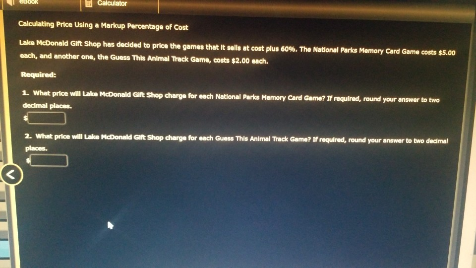 Solved eBOOK Calculator Calculating Price Using a Markup