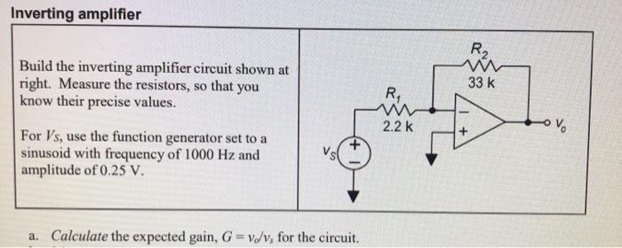 Solved Inverting amplifier R2 Build the inverting amplifier | Chegg.com